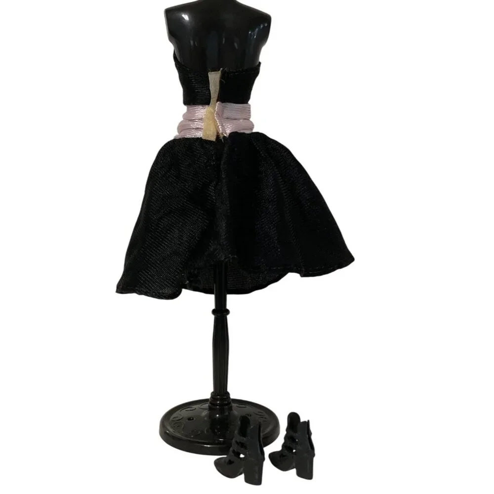 Vintage Black and Pink Fashion Doll Strapless Dress and High Heel Boots
